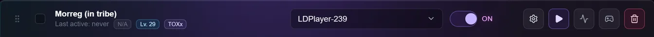 An account row showing the Chief's Hall level badge and the tribe tag badge under the account name