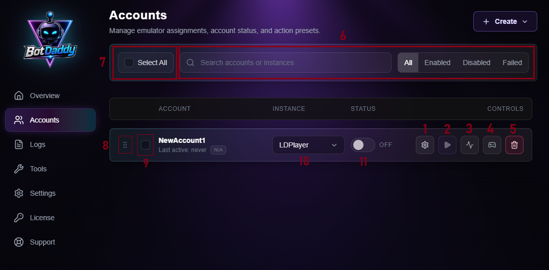 Account Page Labeled